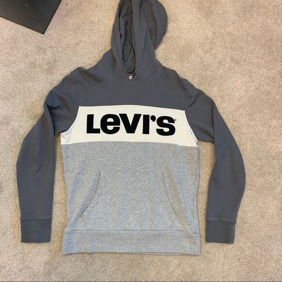 💥LEVI’S Gray logo drawstring pull over hoodie size small - Picture 6 of 9